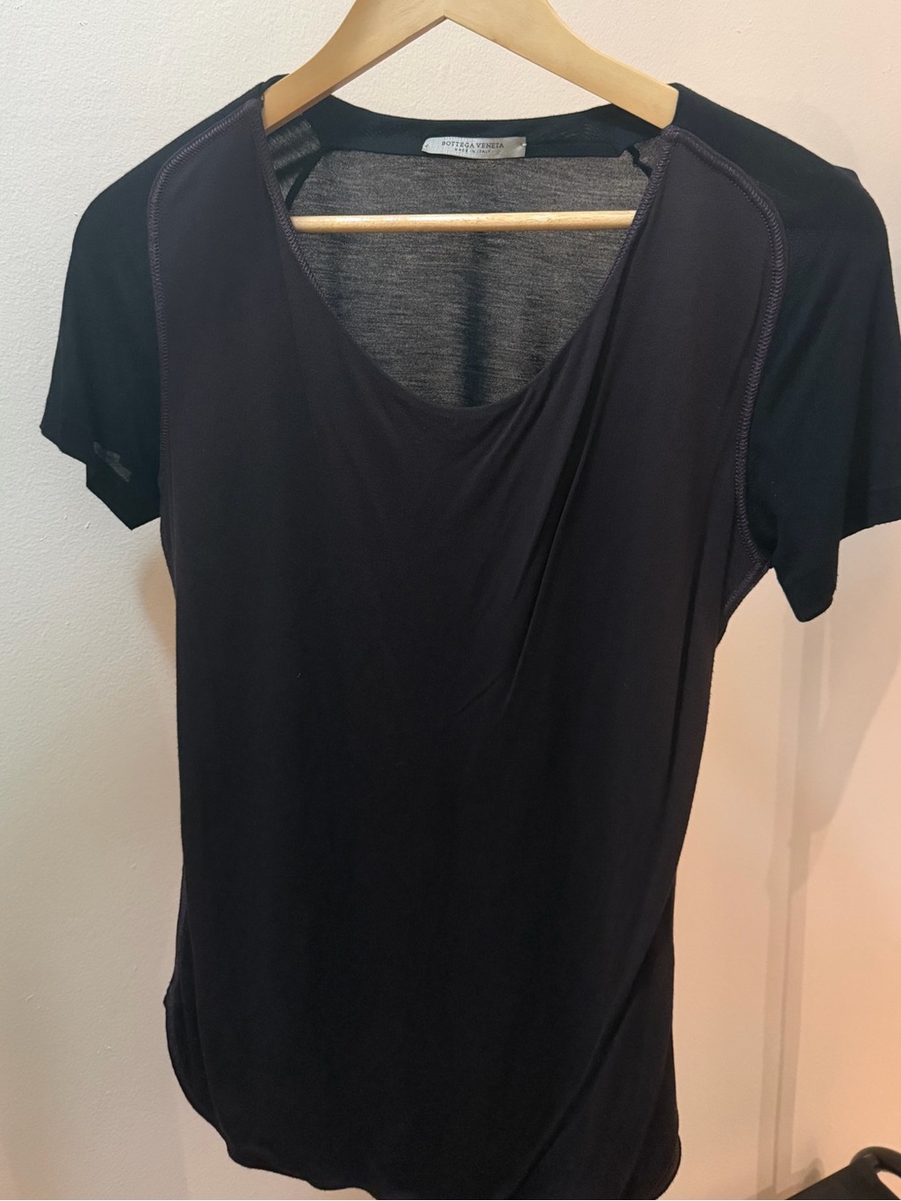 Bottega Veneta Black Short Sleeve V-Neck Blouse Vintage